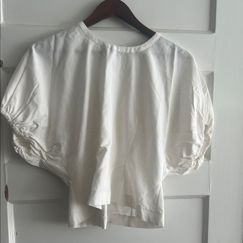 Club Monaco Ivory Blouse with Draped Sleeves - Picture 2 of 3